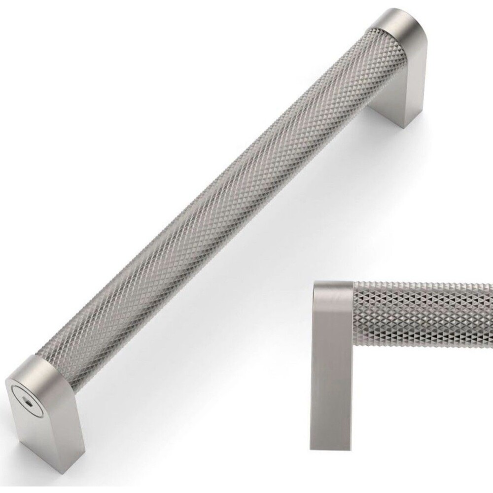 Amerdeco 10 Pack Brushed Satin Nickel knurled Cabinet Pulls 5 Inch(128mm) Hol...